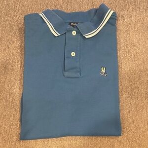 Psycho Bunny Men's Teal Polo Shirt with White Accents